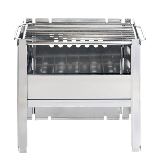 Asador Portátil Dual 2 en 1 de Acero Inoxidable con Parrilla Desmontable