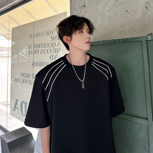Playera Manga Corta Hombre Estilo Americano con Hombreras - Image 6