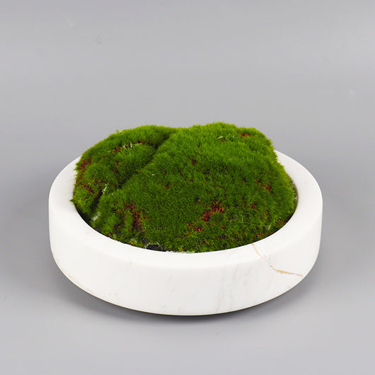 Mesa de Té Chino con Borde de Mármol y Maceta de Flores Eternas Simuladas - Image 4
