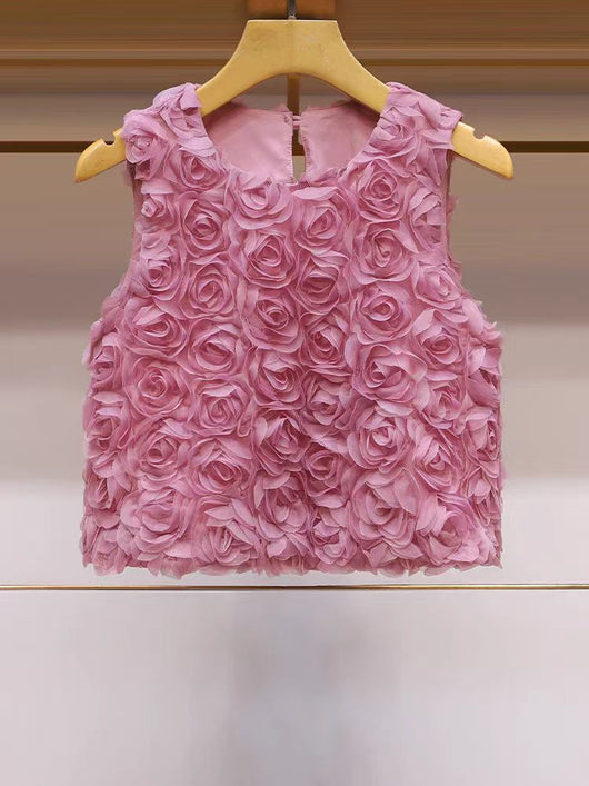 Blusa Suelta sin Mangas con Rosas Tridimensionales - Image 14