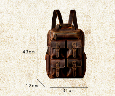 Mochila de Cuero Vintage para Viajes y Aventuras al Aire Libre - Image 6