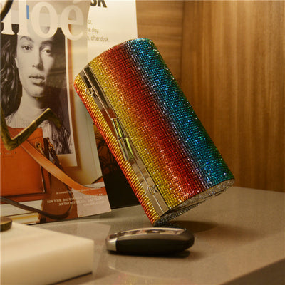 Bolso de Noche Degradado Arcoíris con Diamantes de Lujo para Mujer - Image 7