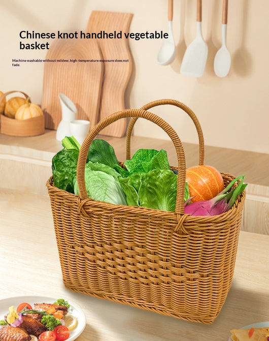Canasta Tejida de Ratán para Compras, Frutas y Flores - Image 19