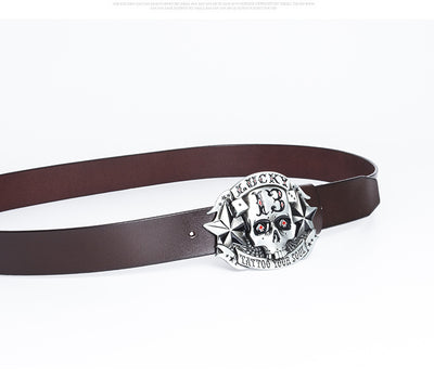 Cinturón de Cuero para Hombre con Hebilla Calavera Skateboard - Image 16