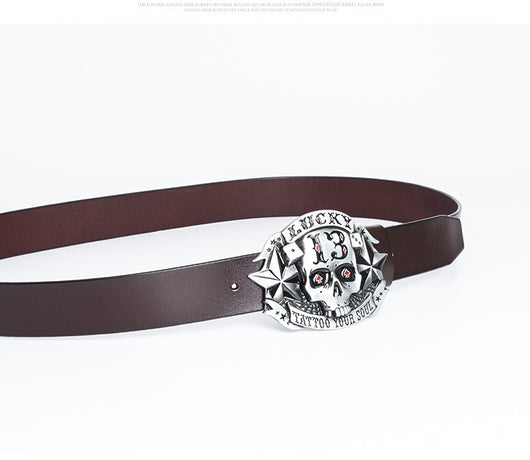 Cinturón de Cuero para Hombre con Hebilla Calavera Skateboard - Image 16