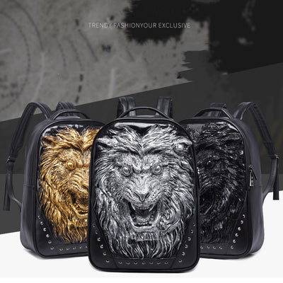 Mochila Unisex con Diseño 3D de León Furioso