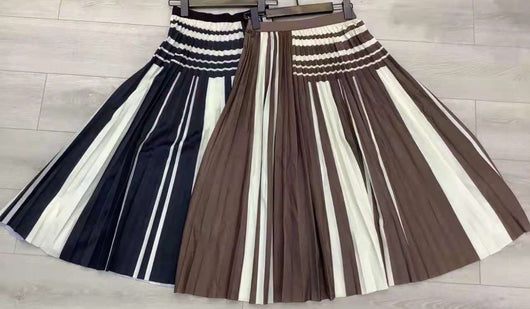 Falda Plisada a Rayas con Contraste de Colores - Diseño Elegante y Sofisticado - Image 15