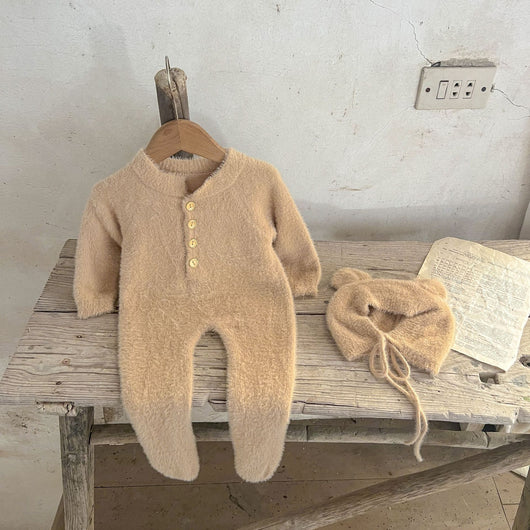 Pijama Enterizo Bebé Invierno Peluche Oso con Pies - Image 3