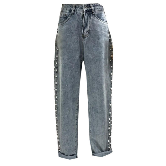 Jeans de Cintura Alta Rectos Anchos y Versátiles para Mujer - Image 10