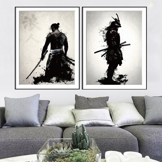Cuadro Decorativo Samurai en Blanco y Negro - Image 7
