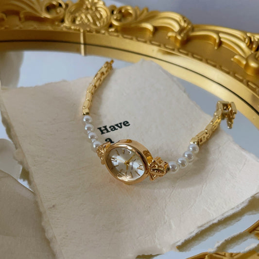Reloj Pulsera Perla Lujo Minimalista para Mujer