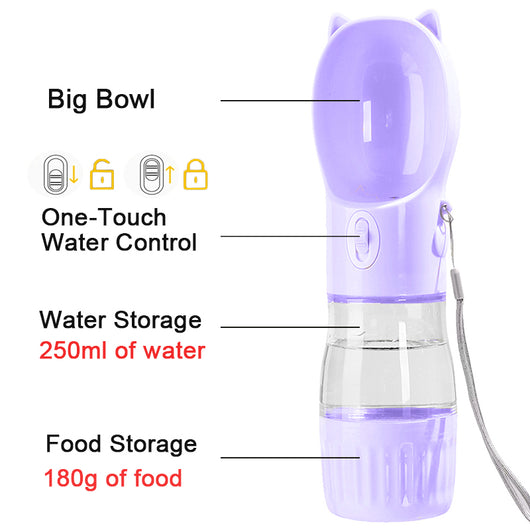 Botella de Agua Portátil 2 en 1 para Perros y Gatos con Comedero Integrado - Image 19