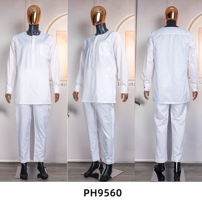 Conjunto de 3 Piezas Africano: Túnica, Pantalón y Accesorios Bordados - Image 3