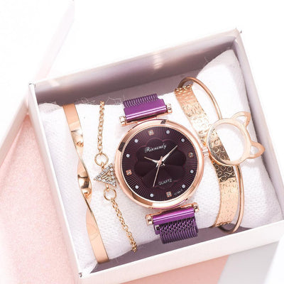 Set de Reloj para Dama con Correa de Malla de Aleación y Brazalete - Image 36