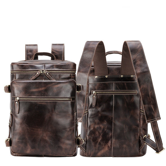 Bolsa para Laptop de Cuero Crazy Horse 16 Pulgadas - Gran Capacidad Estilo Retro