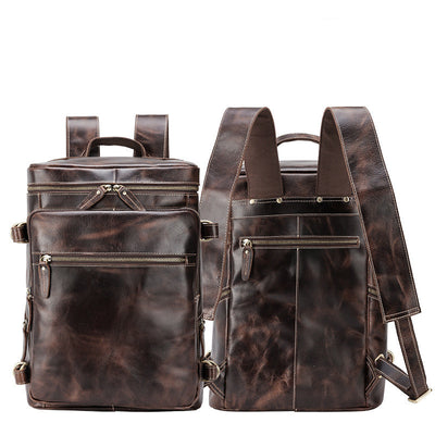 Bolsa para Laptop de Cuero Crazy Horse 16 Pulgadas - Gran Capacidad Estilo Retro