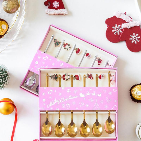 Cucharas Navideñas Decorativas para Mesa de Fiesta