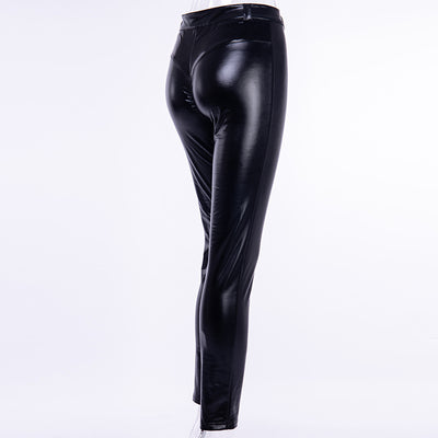 Pantalones de Cuero Ajustados con Paneles - Estilo Casual Moderno - Image 10