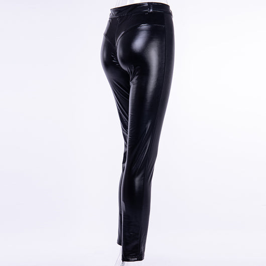 Pantalones de Cuero Ajustados con Paneles - Estilo Casual Moderno - Image 10