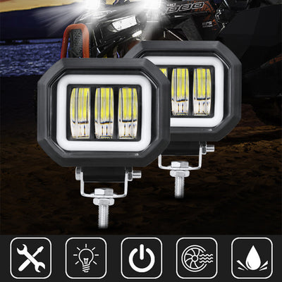 Faro Auxiliar LED con Ojo de Ángel para Motocicletas y Vehículos Todo Terreno