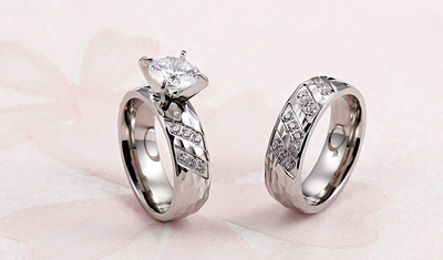 Par de Anillos de Acero con Diamantes 18K - Joyería de Fábrica - Image 5