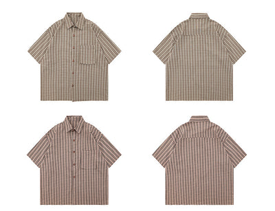 Camisa Retro Japonesa a Rayas - Estilo Preppy Holgado de Manga Corta - Image 12