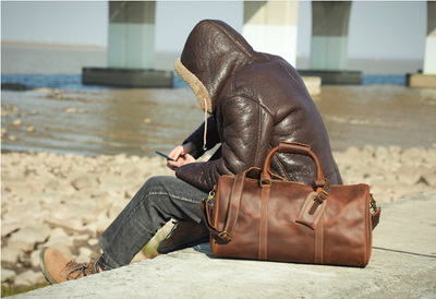 Bolsa de Viaje Retro en Cuero Genuino - Gran Capacidad para Hombre - Image 8