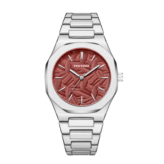 Reloj Impermeable para Hombre con Esfera Grabada en Relieve de Hoja de Palma - Image 7