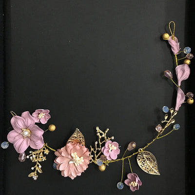 Accesorio para Cabello Nupcial con Rama Dorada y Flores en Hoja de Oro - Image 4