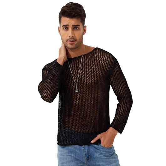 Polera Manga Larga Transparente de Punto Fino para Hombre - Image 5