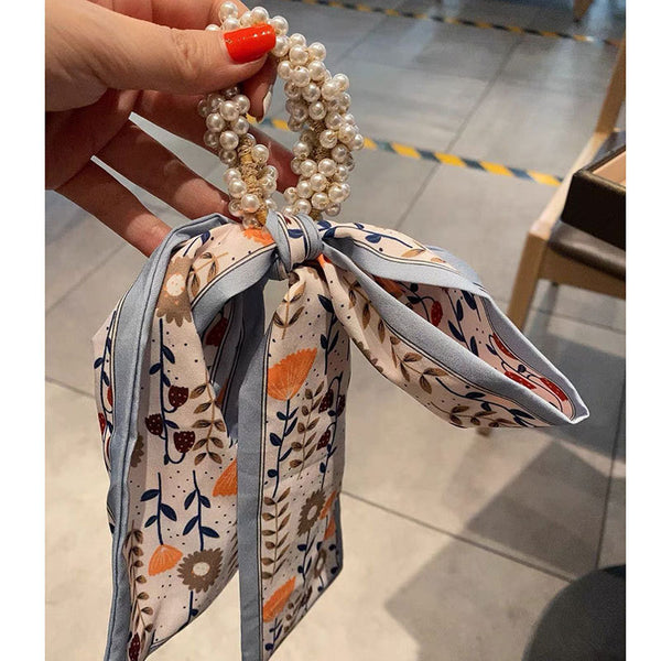 Lazo para Pelo con Perlas y Cinta Elástica para Mujer