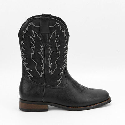 Botas Motociclista Western de Cuero Denim con Punta Cuadrada para Hombre - Image 23