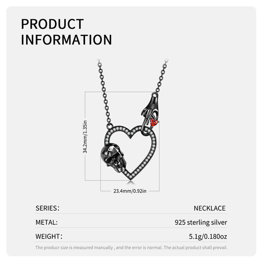 Collar Cadena Suéter Calavera Amor Plata 925 Oro Negro - Image 3