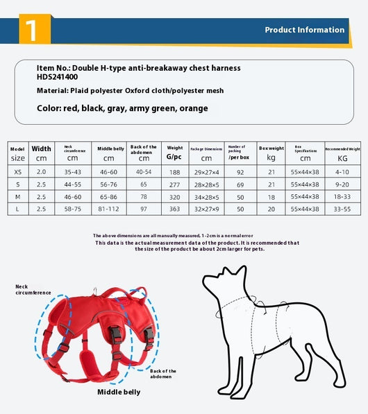 Orange dog harness with reflective trim, black buckles, and a top handle, designed for large dogs. - Image 9