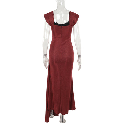 Vestido Largo Ajustado Brillante con Escote en V - Image 18