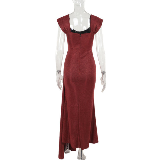 Vestido Largo Ajustado Brillante con Escote en V - Image 18