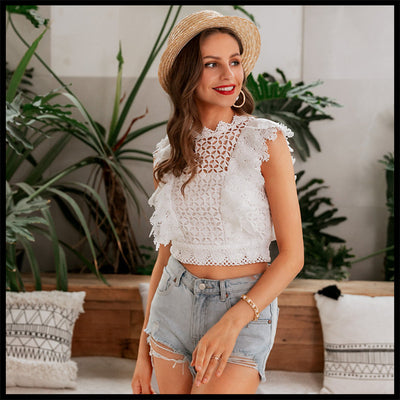 Blusa sin mangas de encaje para mujer - Image 11