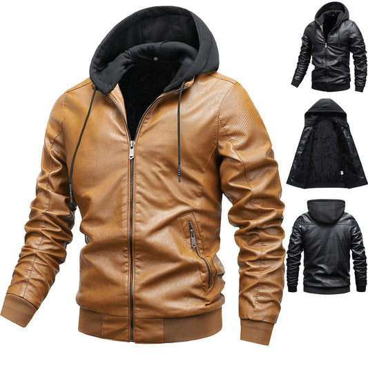 Chaqueta de Cuero PU con Cuello Elevado para Hombre - Abrigo Invernal Premium
