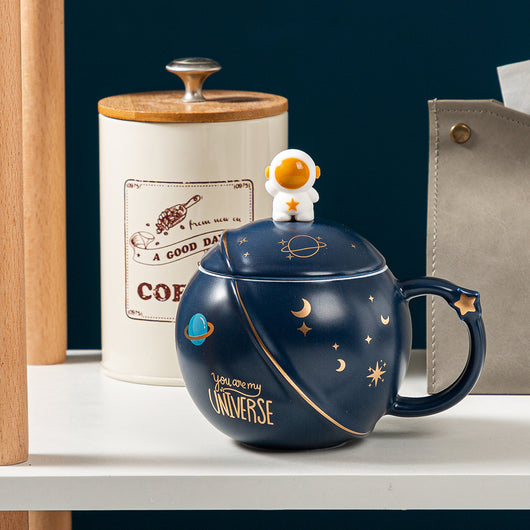 Taza Cerámica Astronauta con Tapa y Cuchara - Diseño Planeta - Image 16