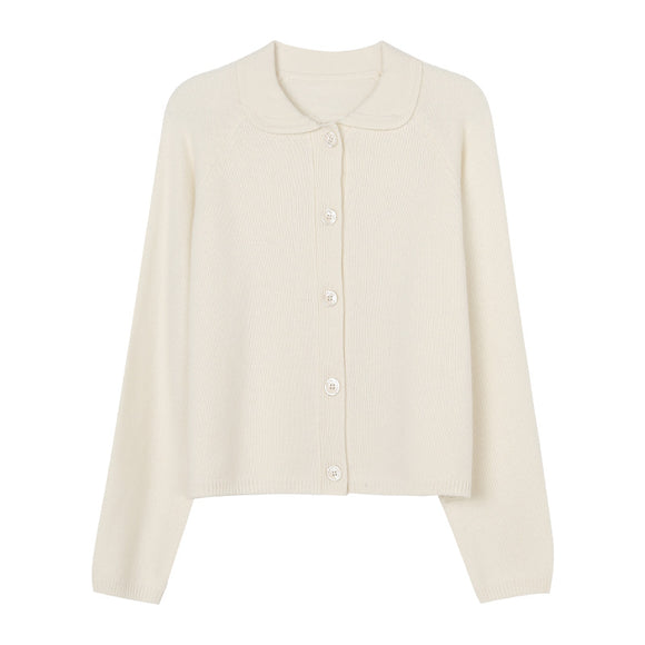 Cardigan Tejido Blanco Cuello Solapa Oversized