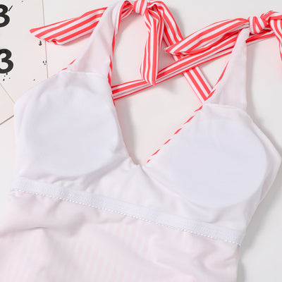 Traje de Baño Entero Ajustado con Estampado de Rayas - Image 15