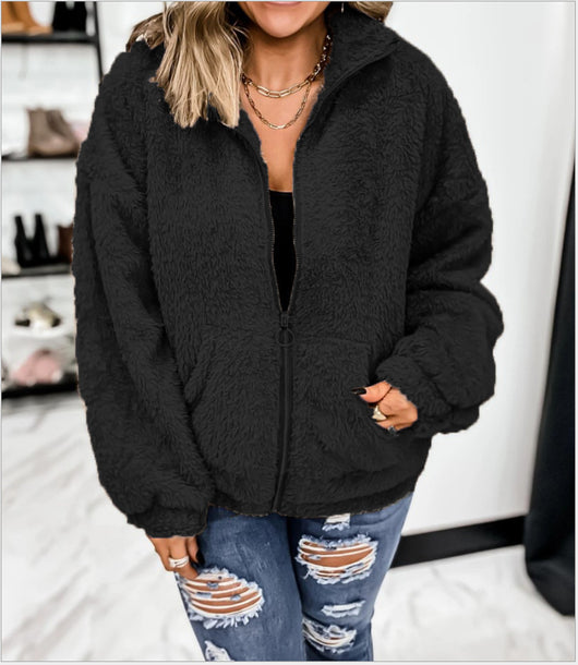 Cardigan Holgado de Felpa con Cierre para Mujer - Image 9