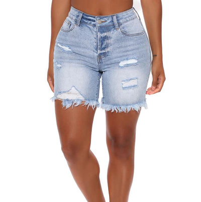 Shorts de Mezclilla Rotos con Fleco y Máximo Estiramiento para Mujer - Image 10