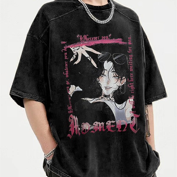 Camiseta Vintage Desgastada de Manga Corta para Hombre