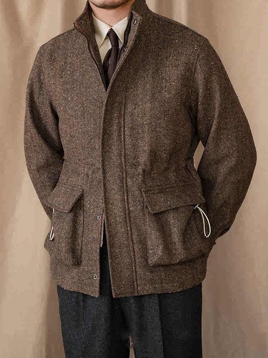 Chaqueta Casual Retro con Cuello Alto y Lunares en Lana - Image 10