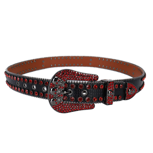 Cinturón Punk con Tachuelas y Rhinestones Negro y Rojo - Image 5