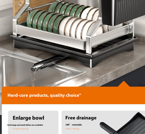 Escurridor de Platos Doble Capa en Acero Inoxidable con Portavasos - Image 6