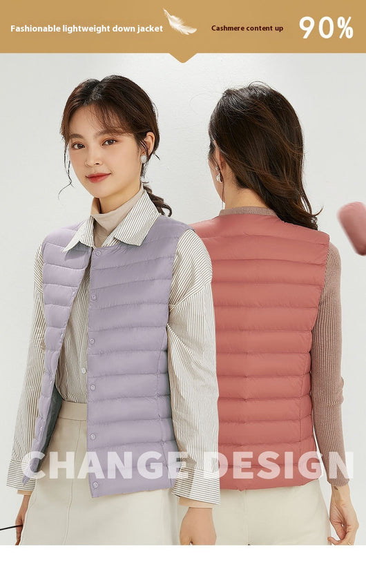 Chaleco Acolchado Ligero para Mujer - Cuello Redondo Cálido y Versátil - Image 37