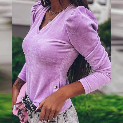 Playera Básica de Manga Larga para Mujer en Colores Sólidos - Image 4