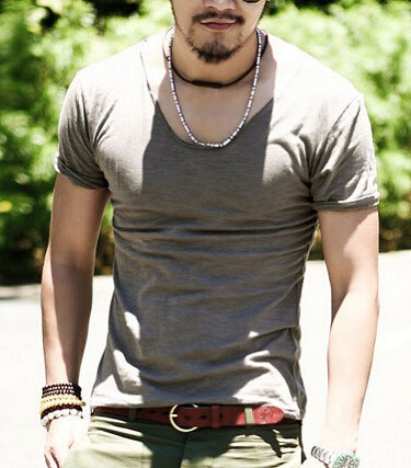 Camiseta Básica Hombre Cuello V Algodón Slub - Verano - Image 9